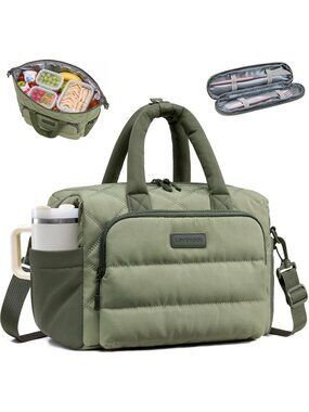 Stylish Insulated Lunch Bag for Women | Puffer Cooler Box with Utensil Holder